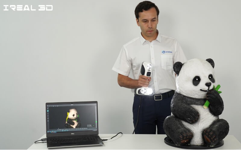 3D Scanning a Cute Panda Sculpture with iReal 2E Color 3D Scanner